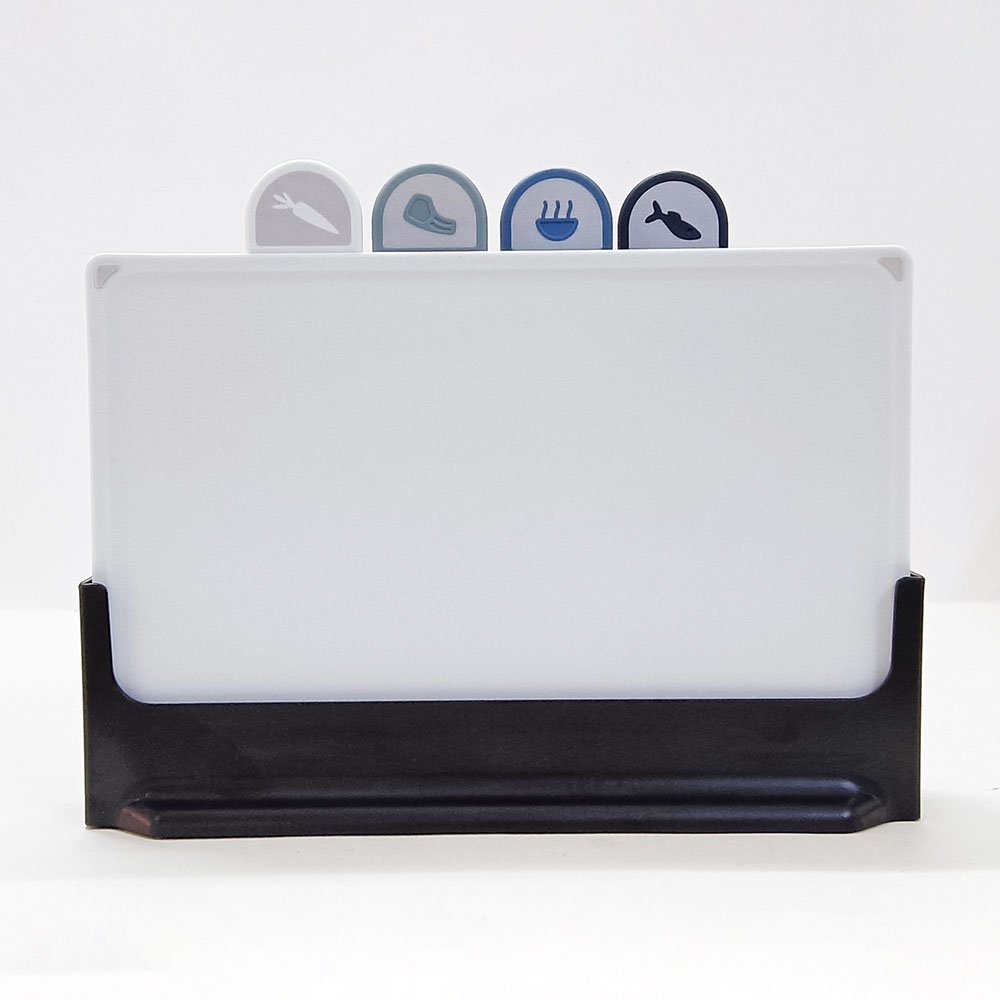 4-Piece Color-Coded Plastic Cutting Board Set with Stand