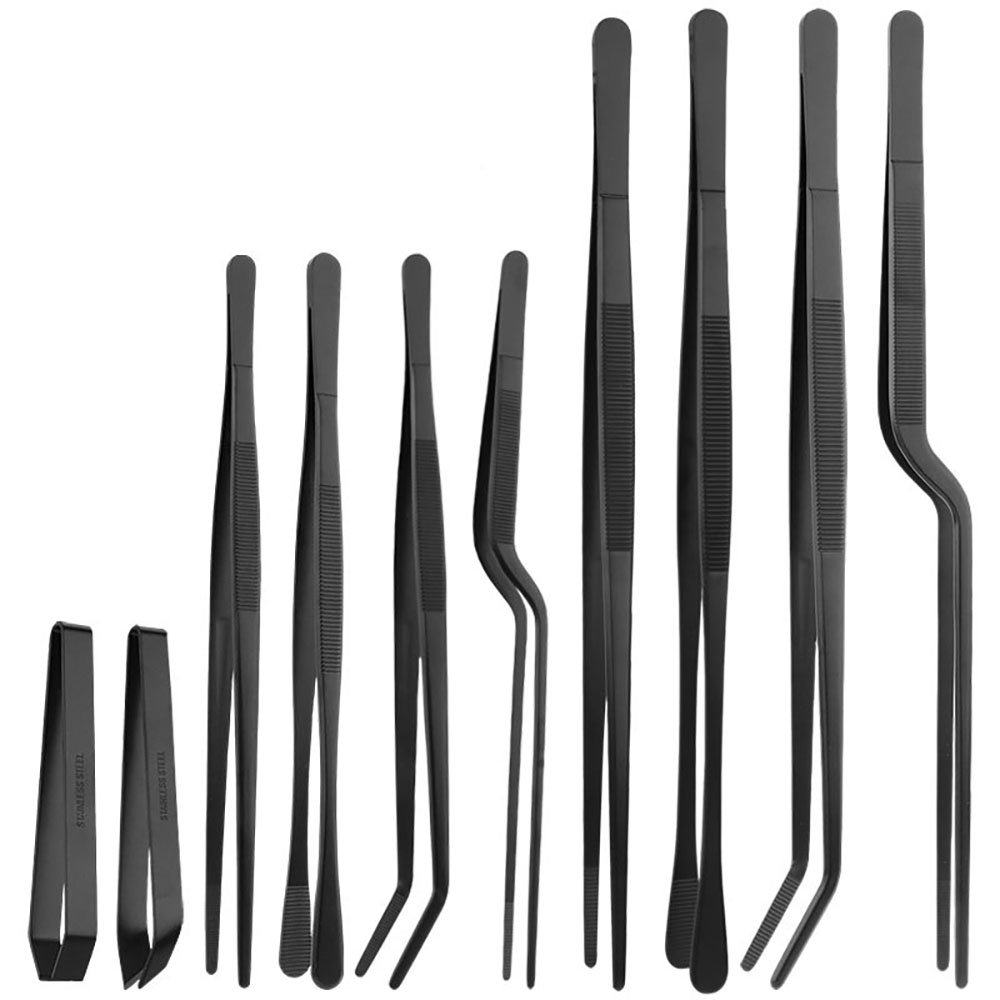 Black Stainless Steel Tweezers Set