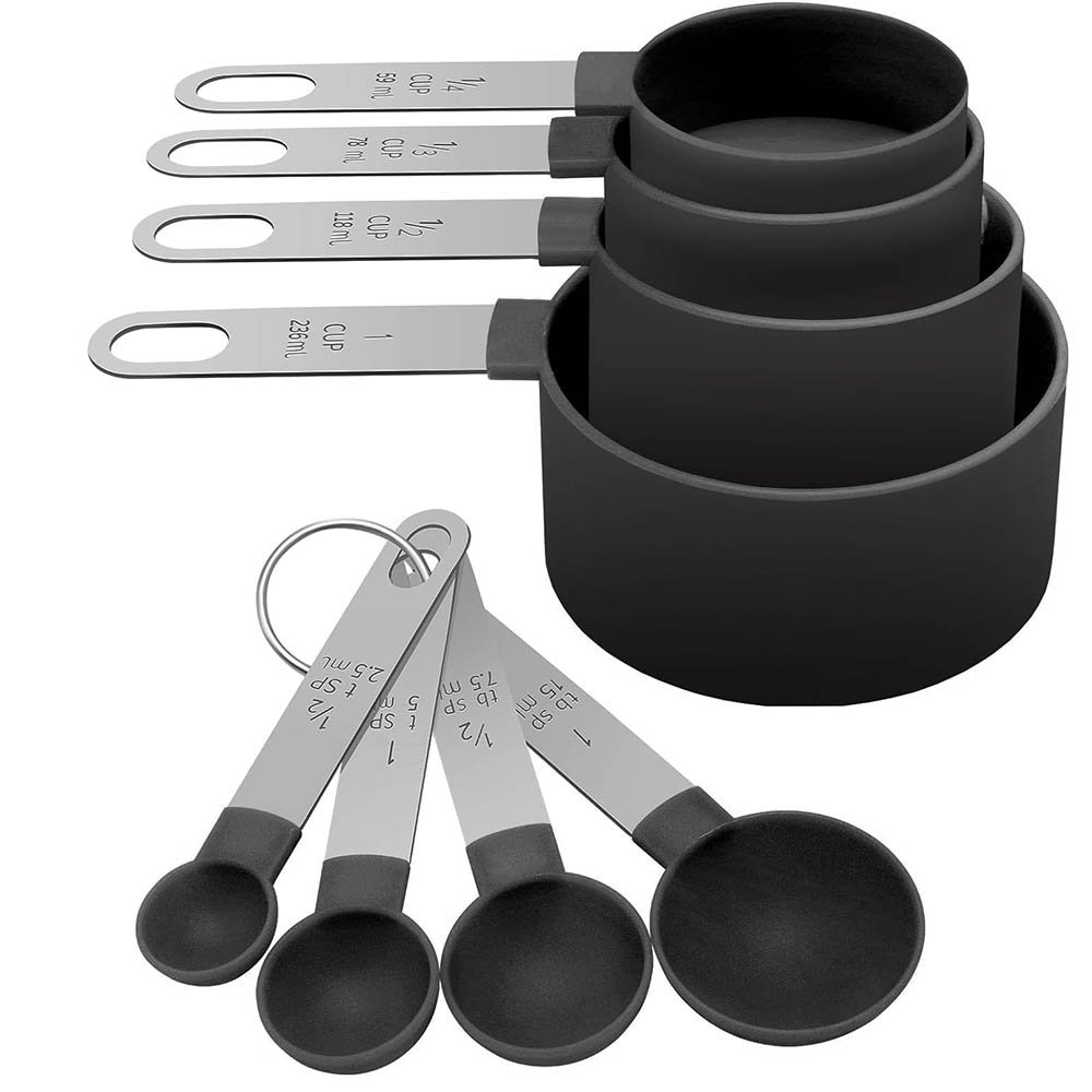 8-Piece PP Measuring Cup & Spoon Set with Stainless Steel Handles