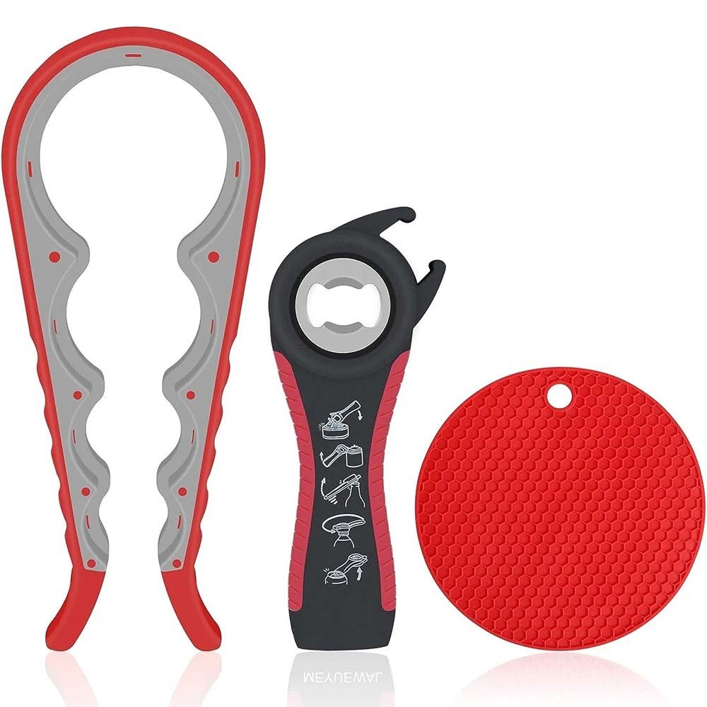 4-in-1 & 5-in-1 Jar Opener Set with Silicone Grip Pad