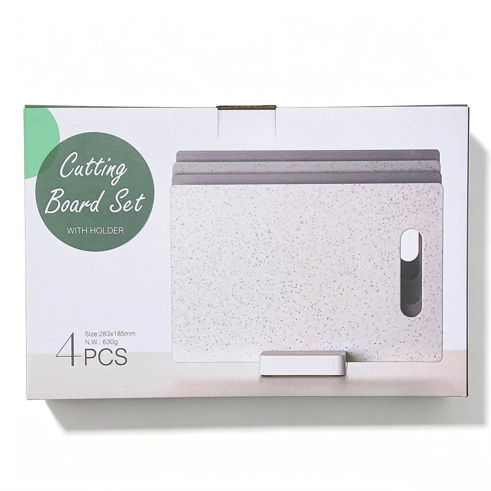 4-Piece Plastic Cutting Board Set with Mini Stand
