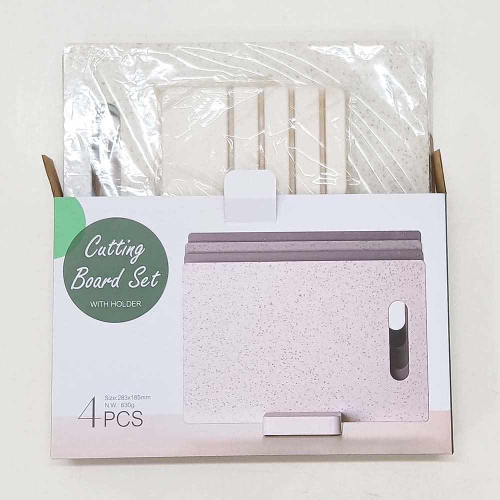4-Piece Plastic Cutting Board Set with Mini Stand