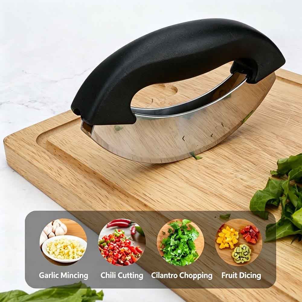 Double-Blade Rocking Mezzaluna Knife Chopper