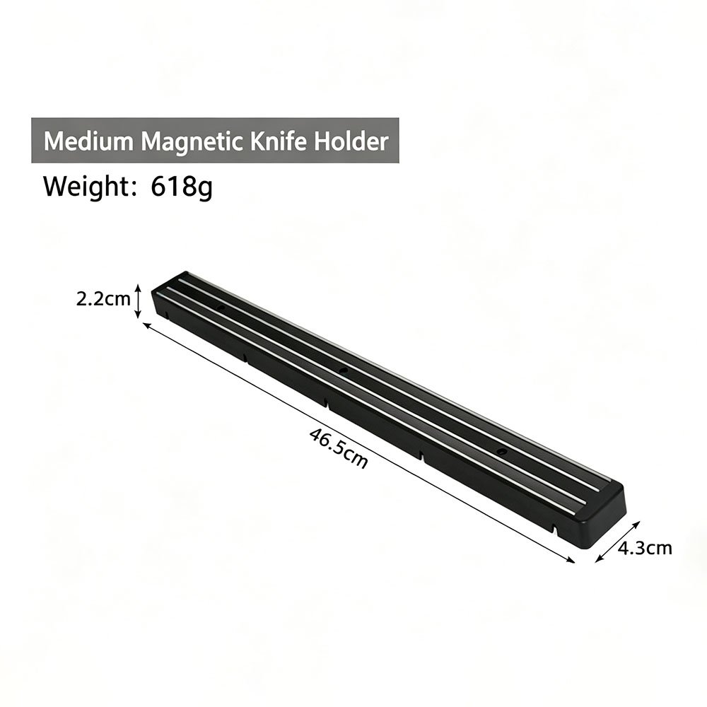 Wall-Mounted Magnetic Knife Holder with Hooks
