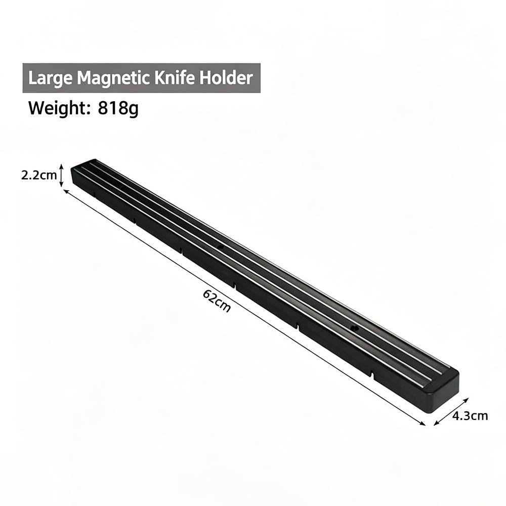 Wall-Mounted Magnetic Knife Holder with Hooks