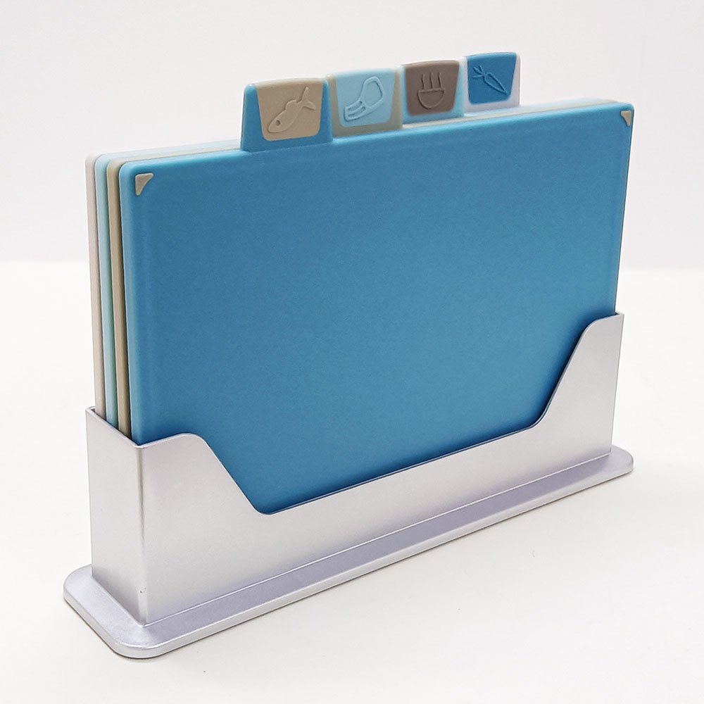 4-Piece Color-Coded Plastic Cutting Board Set