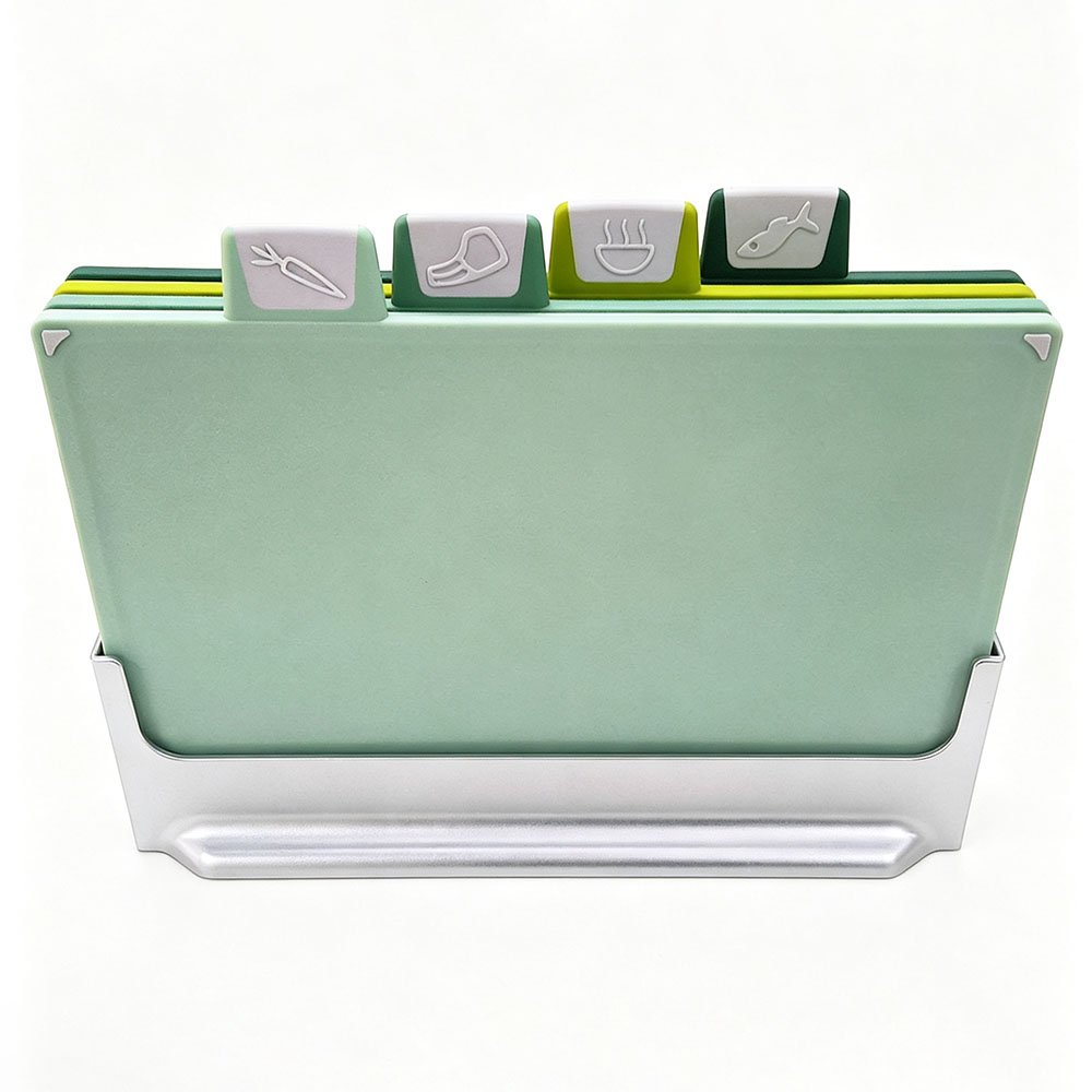 4-Piece Color-Coded Cutting Board Set with Storage Base