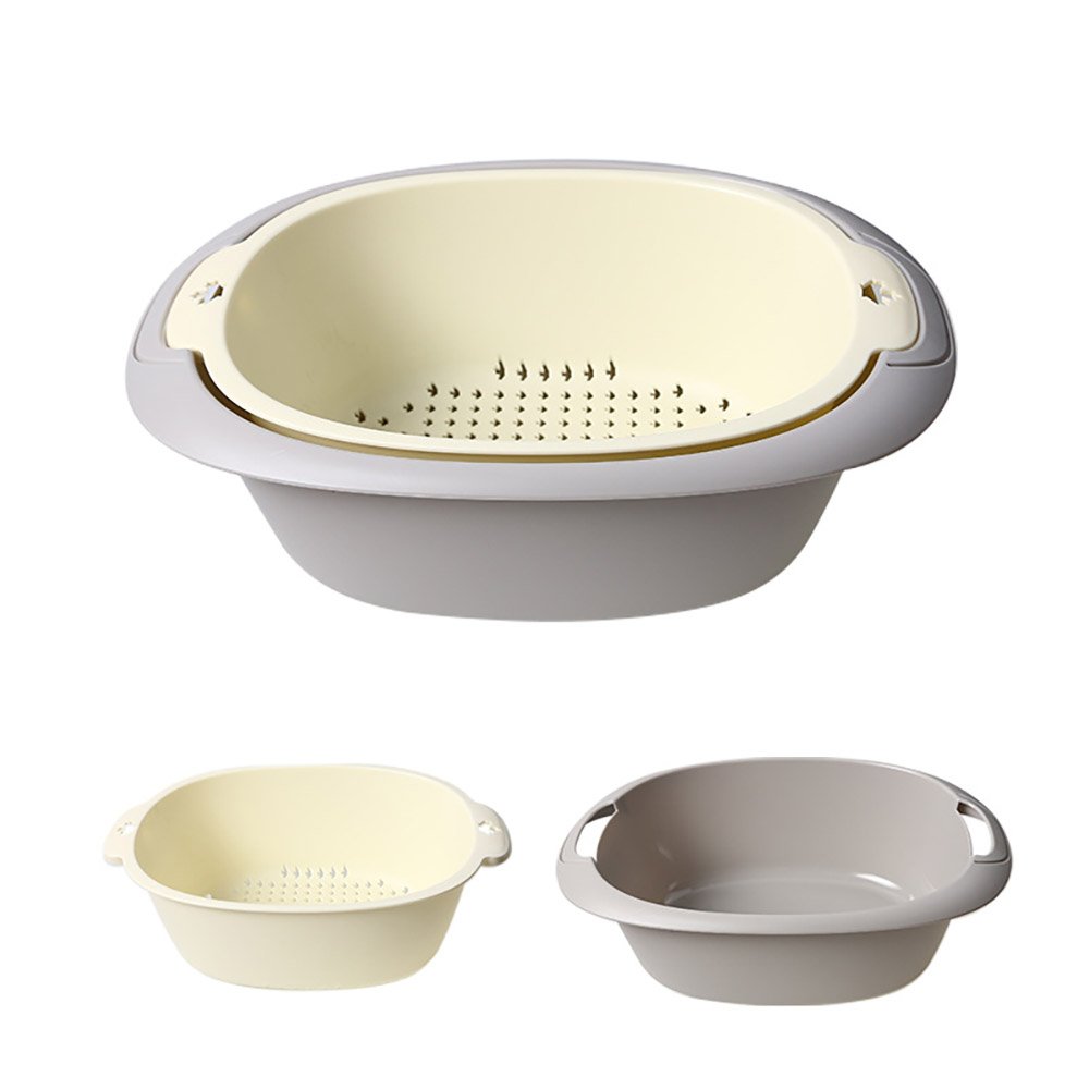 Oval Double-Layer Vegetable Strainer Basket