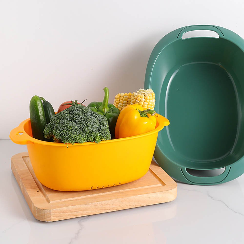 Oval Double-Layer Vegetable Strainer Basket