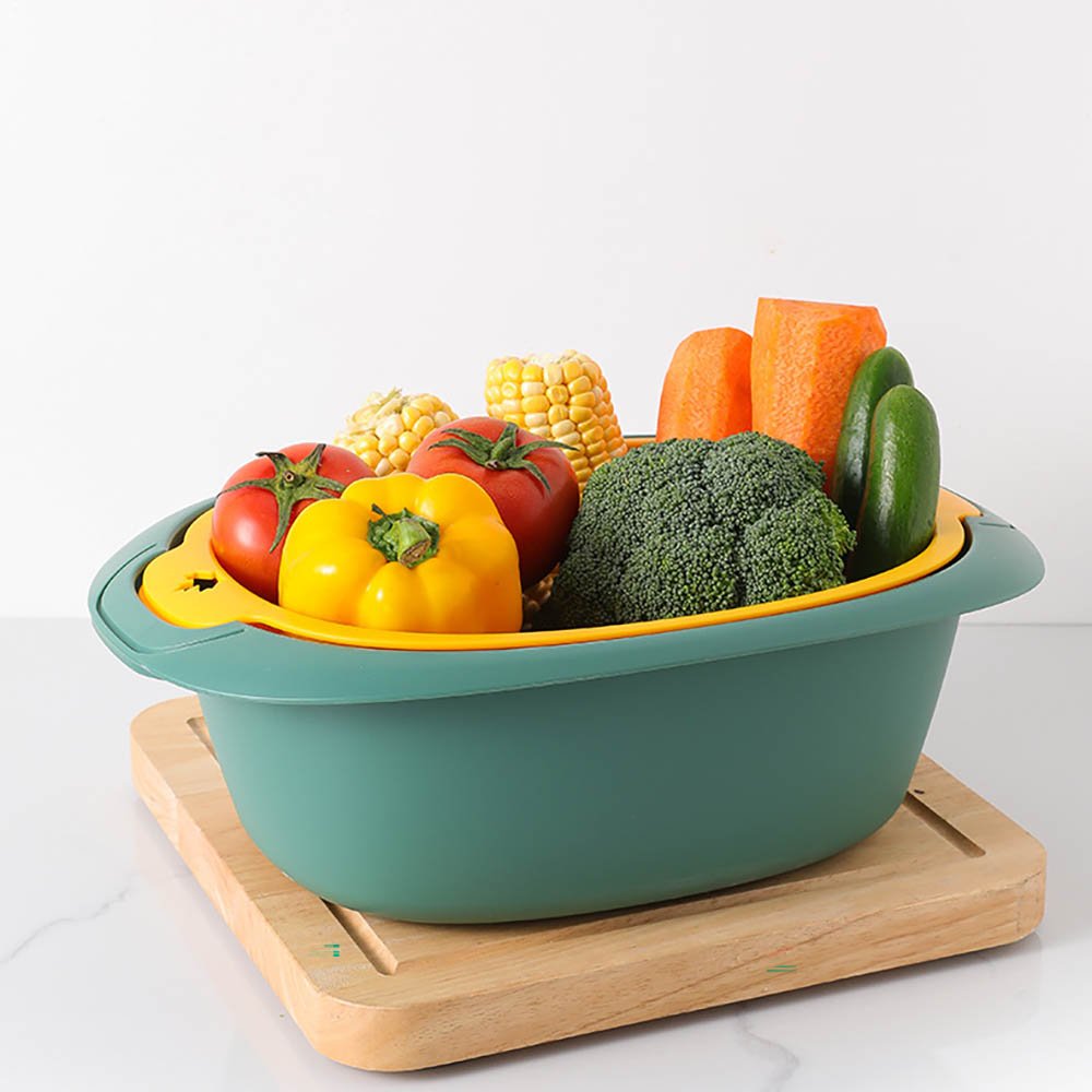 Oval Double-Layer Vegetable Strainer Basket