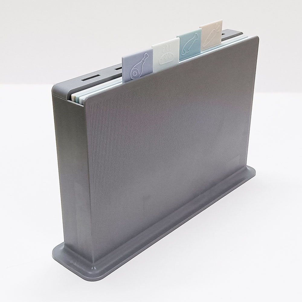 4-Piece Cutting Board Set with Stand & Knife Slot Holder