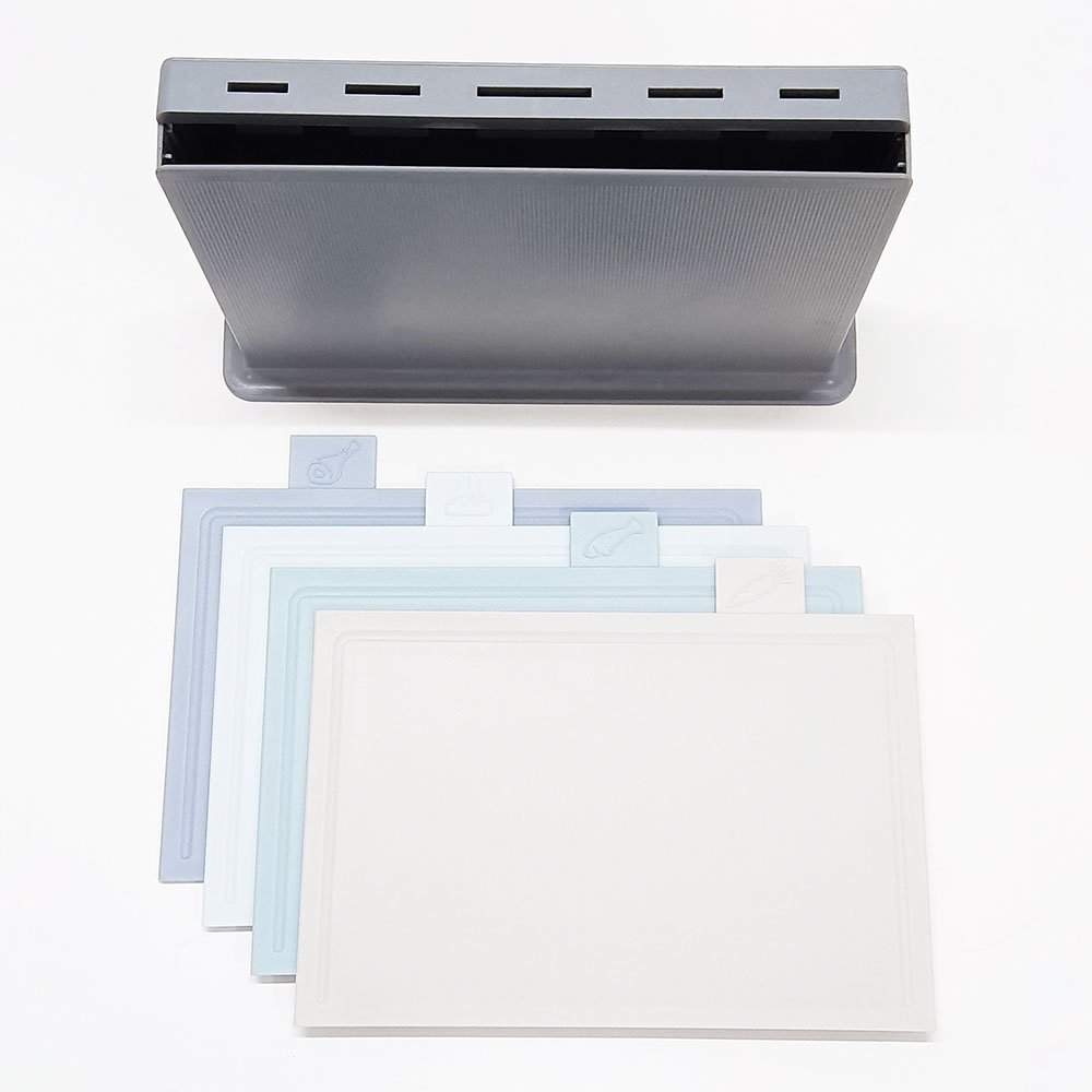 4-Piece Cutting Board Set with Stand & Knife Slot Holder