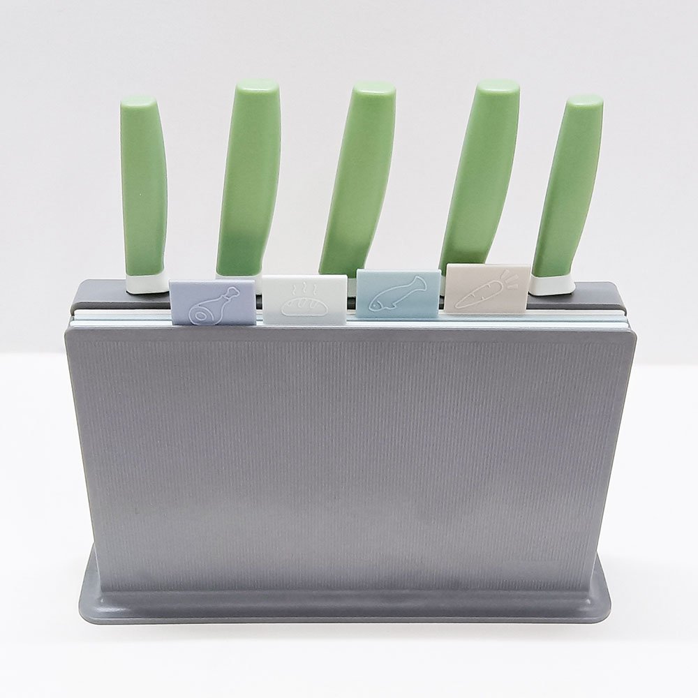 4-Piece Cutting Board Set with Stand & Knife Slot Holder