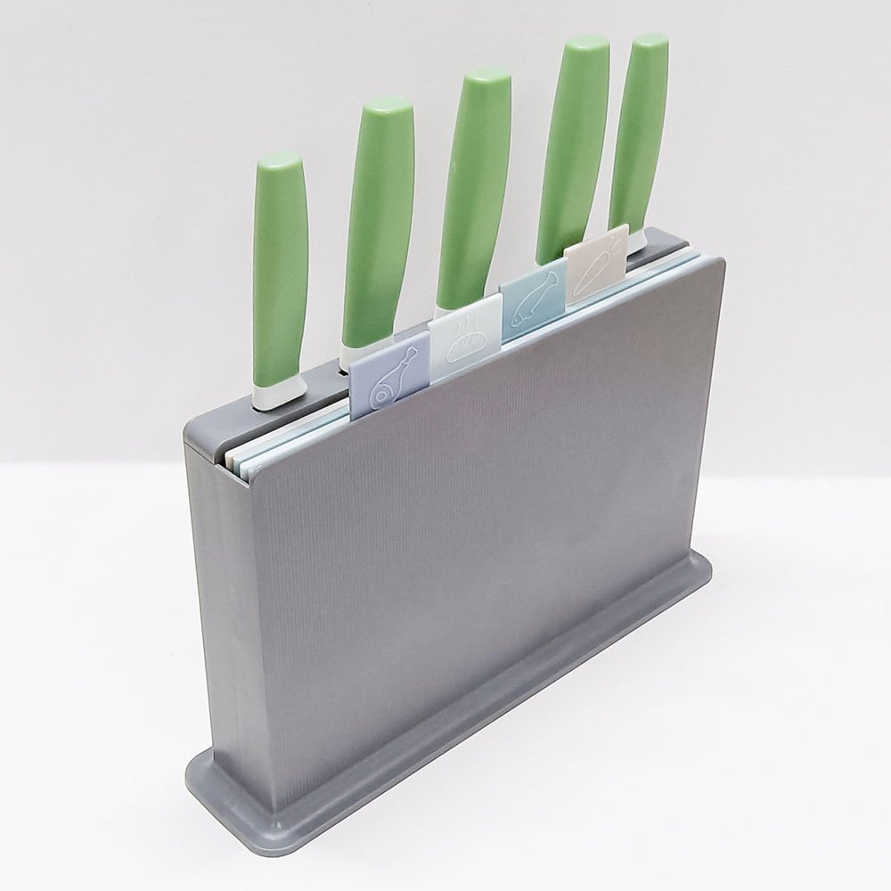 4-Piece Cutting Board Set with Stand & Knife Slot Holder