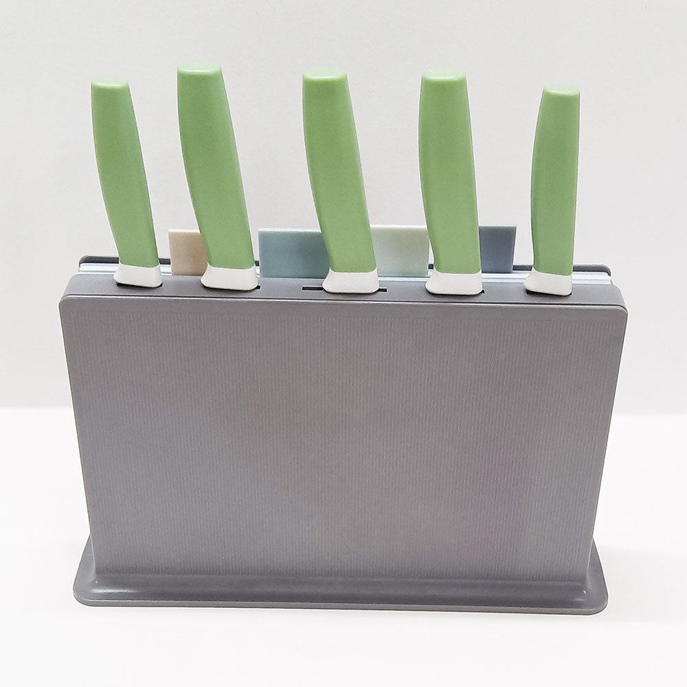 4-Piece Cutting Board Set with Stand & Knife Slot Holder