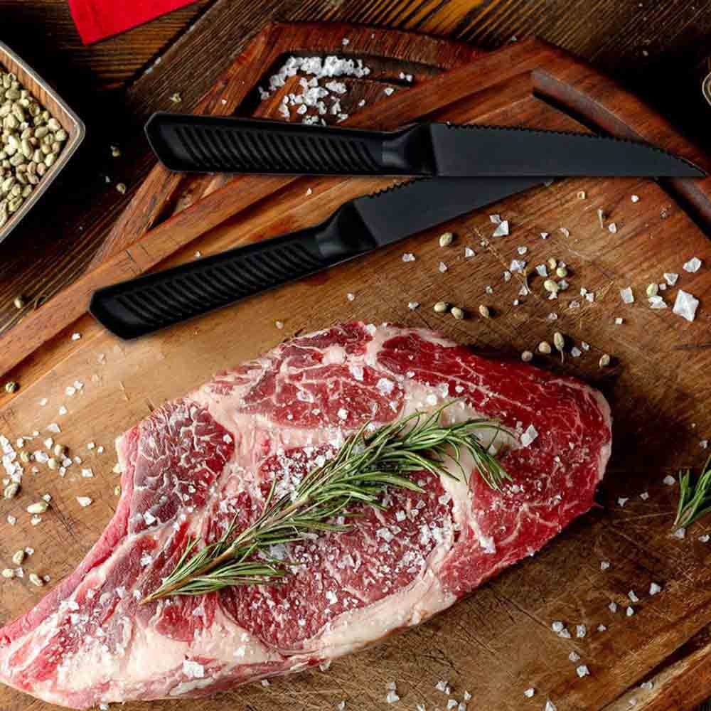 15-Piece Black Stainless Steel Knife Set with Wood Block