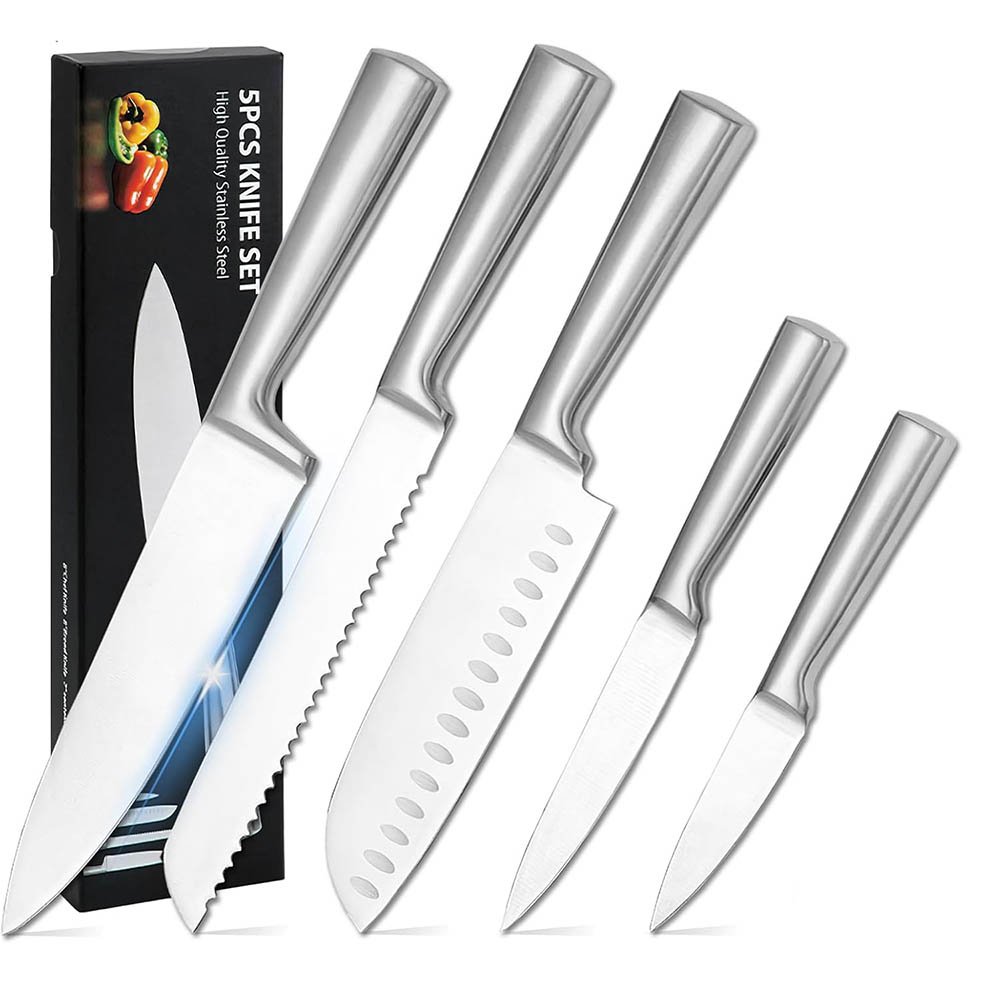 5-Piece Stainless Steel Hollow Handle Knife Set