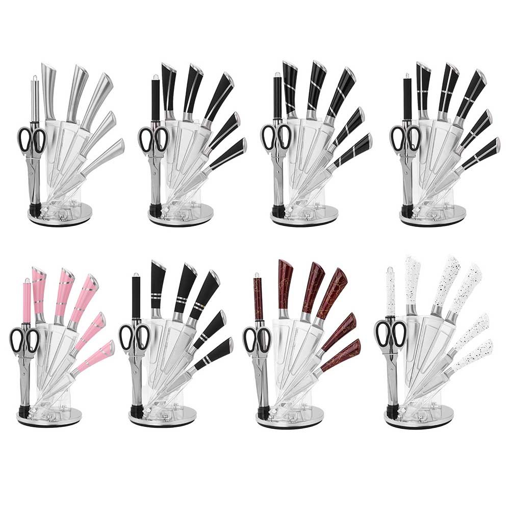 Stainless Steel Knife Set with Rotating Stand