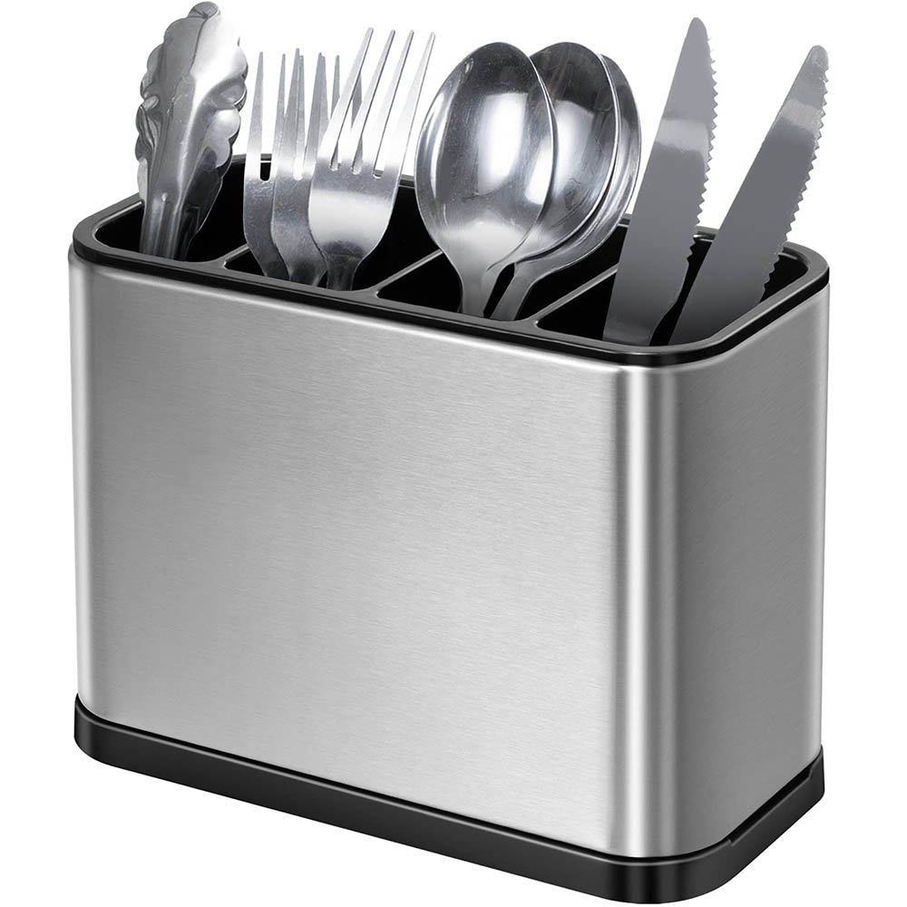 4-Compartment Stainless Steel Cutlery Draining Organizer