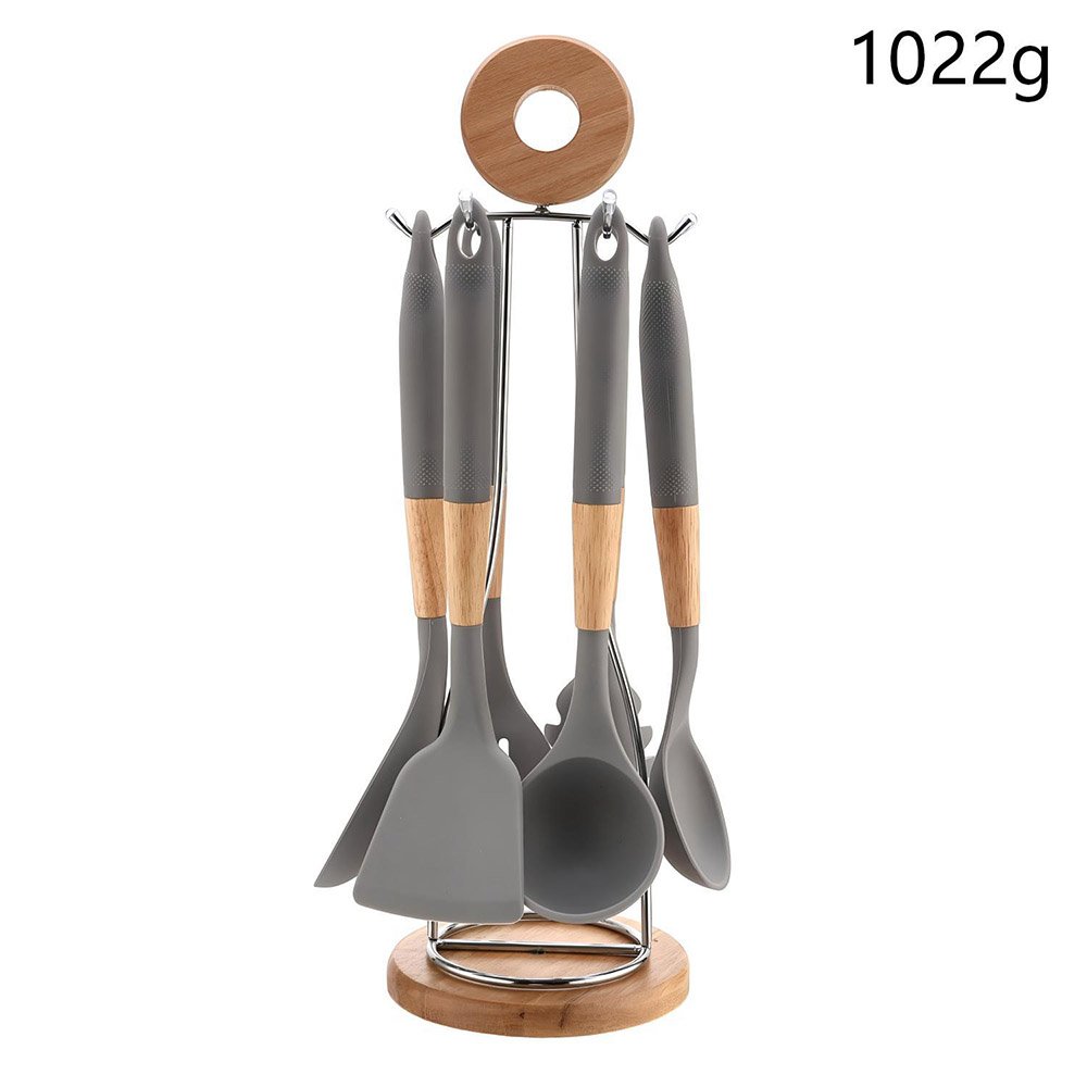 7-Piece Silicone Utensil Set with Sun or Moon Shaped Stand