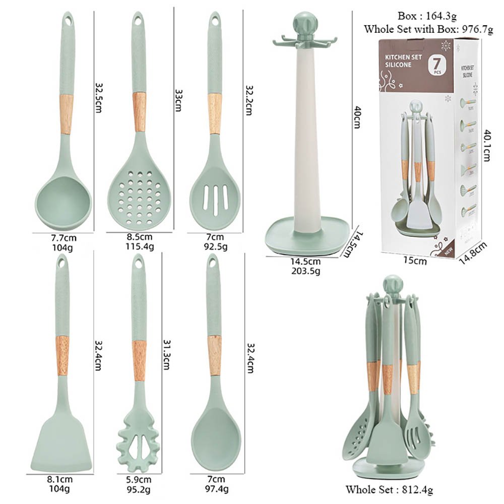 7-Piece Silicone Utensil Set with Hanging Stand