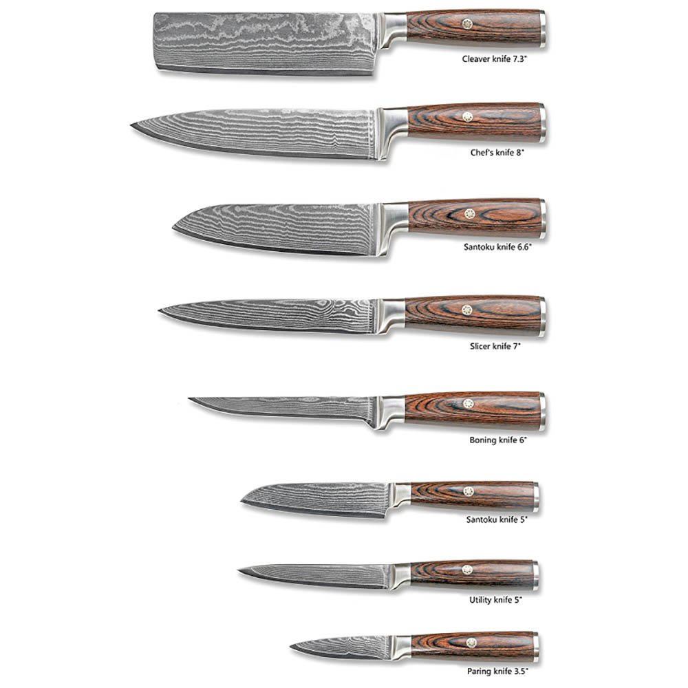 67-Layer Damascus Steel Kitchen Knife Collection